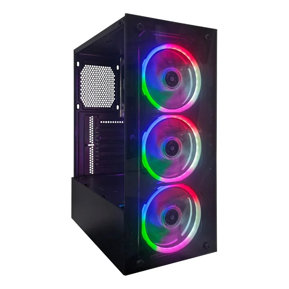 Gabinete gamer RGB com lateral em vidro